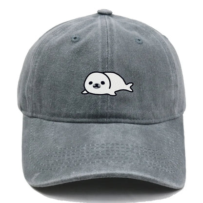 Vintage Seal Embroidered Adjustable Baseball Cap