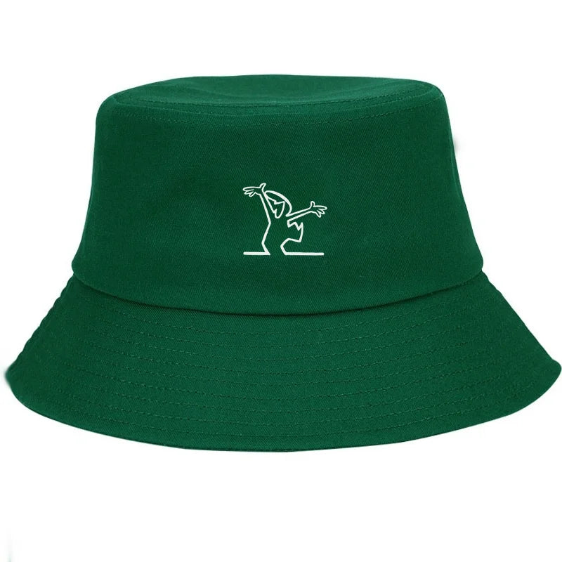Dancing Figure Cotton Wide Brim Bucket Hat