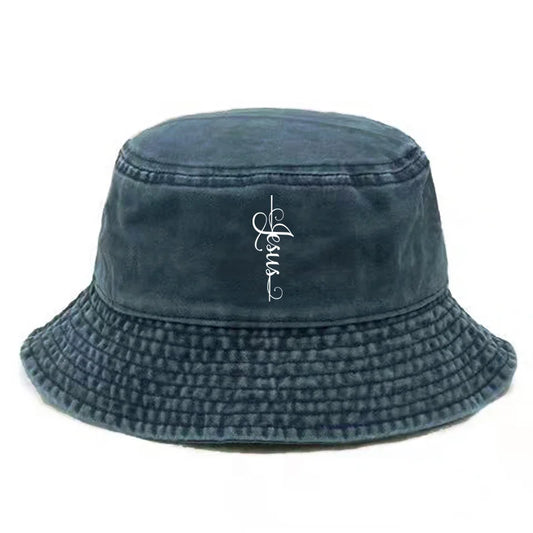 Jesus God Cross Bucket Cap Distressed Hats Cap