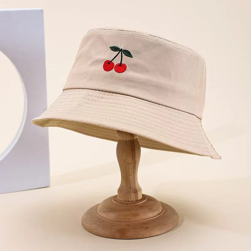 Women's Cherry Embroidered Bucket Hat