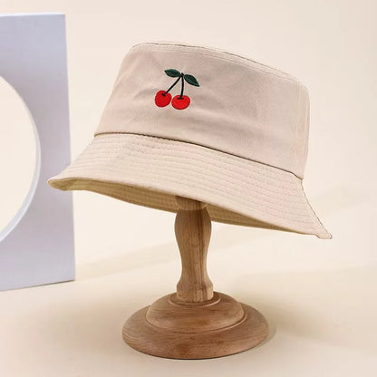 Women's Cherry Embroidered Bucket Hat