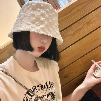 Lace Women Bucket Hat Solid Color Summer