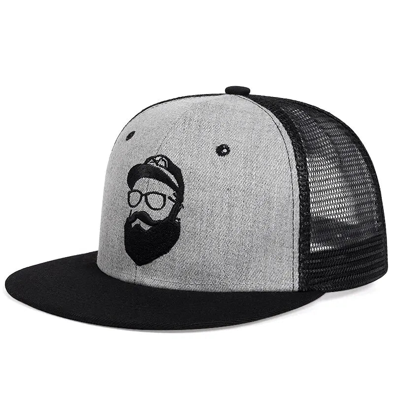 Uncle Beard Embroidered Mesh Snapback Cap