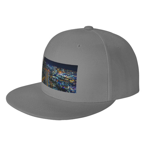 Vibrant Neon Cityscape Illuminated Skyscrapers Night Snapback Cap
