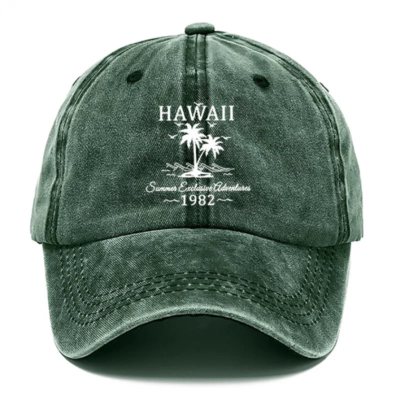 Hawaii Palm Tree Washed Baseball Cap