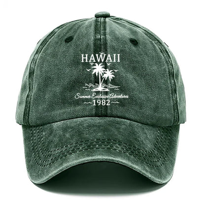 Hawaii Palm Tree Washed Baseball Cap