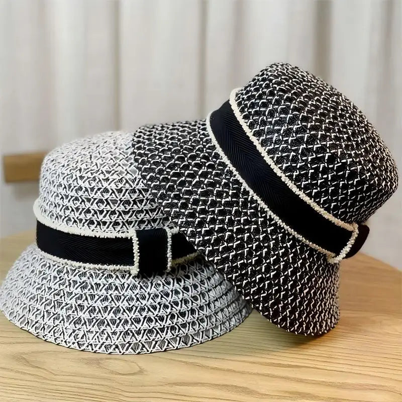 Women's British Houndstooth Top Hats Sun Hats