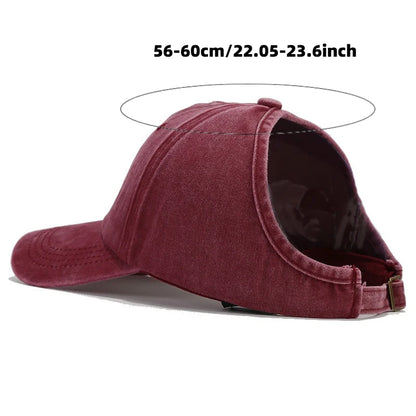 1pc Retro Washed Backless Baseball Cap For Women Summer Outdoor Sports Ponytails Stylish And Versatile Sun Hat For Daily Wear
