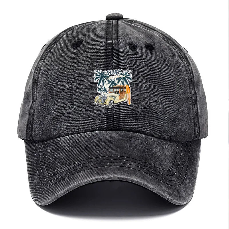Vintage Travel Sign Washed Baseball Cap