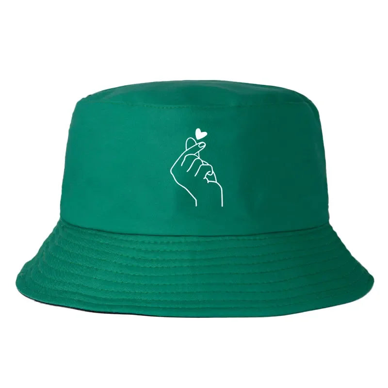 Korean Heart Sign Reversible Bucket Hat