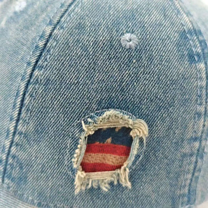 Retro Washed Distressed Cotton Peaked Cap Printed Embroidered