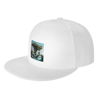 Future City Island Tree Landscape Flat Brim Snapback Cap