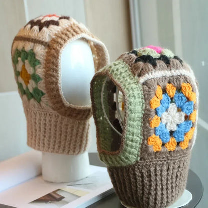 Women Crochet Balaclava Knitted Hooded Hat