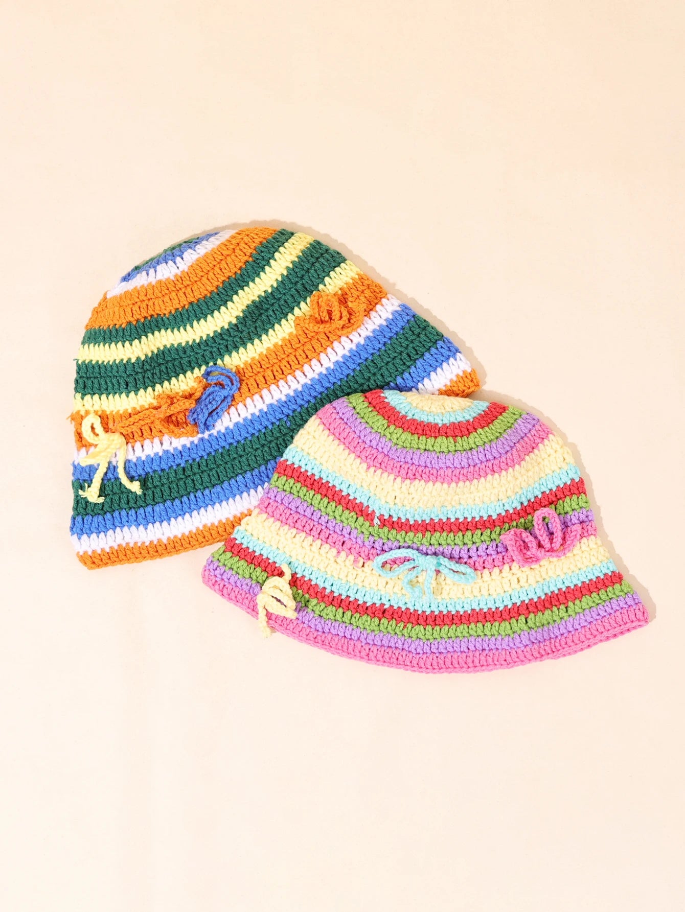 Vintage Striped Hand Woven Bohemian Bucket Hat