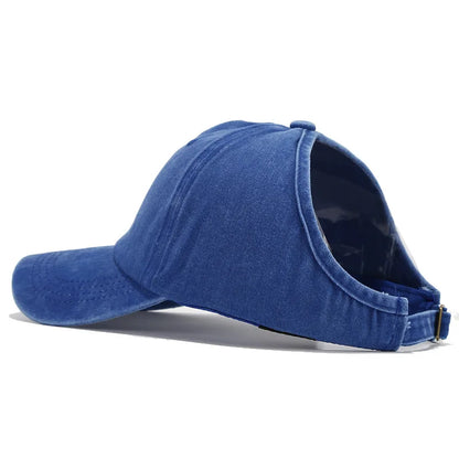 1pc Retro Washed Backless Baseball Cap For Women Summer Outdoor Sports Ponytails Stylish And Versatile Sun Hat For Daily Wear