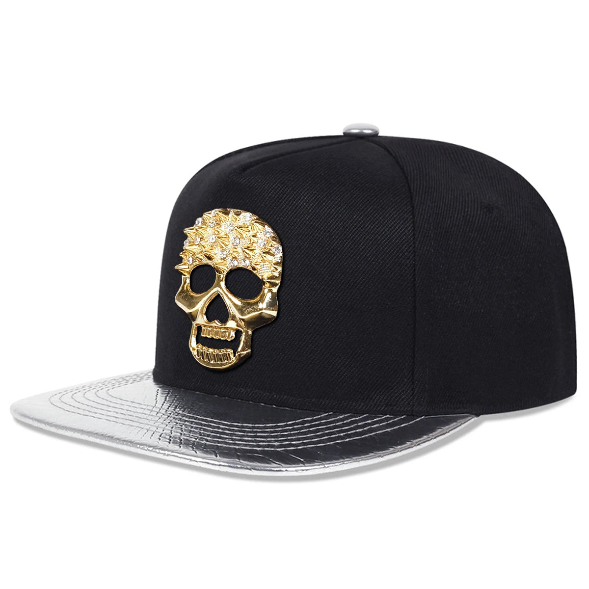 Skeleton Rhinestone Patch Adjustable Hip-Hop Snapback cap