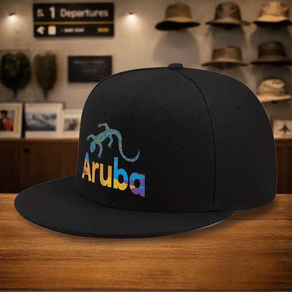 Aruba Lizard Geometric Pattern Casual Snapback Cap