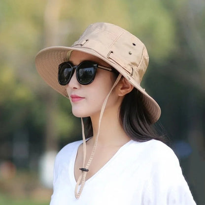 Foldable Reversible Wide Brim UV Protection Bucket Hat