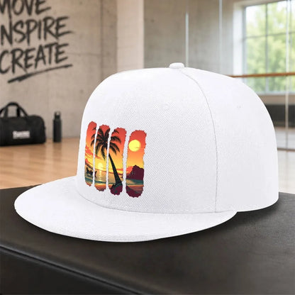 Tropical Beach Sunset Landscape Snapback Cap