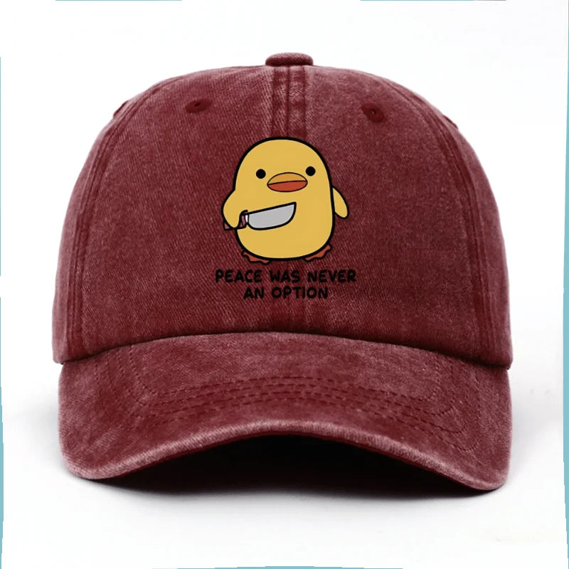 Yellow Duck Letter Print Baseball Cap