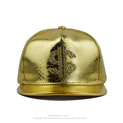 Dollar Sign Crocodile Texture Adjustable Flat Brim Snapback cap