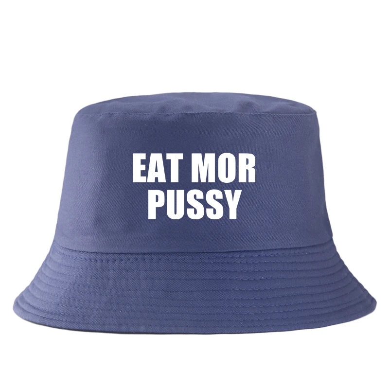 Eat Mor Pussy Funny Slogan Reversible Bucket Hat