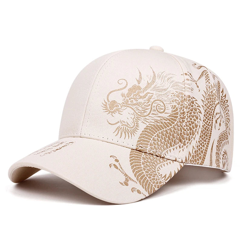 Dragon Printed Flat Brim Streetwear Snapback Cap