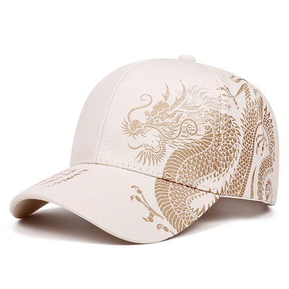 Dragon Printed Flat Brim Streetwear Snapback Cap