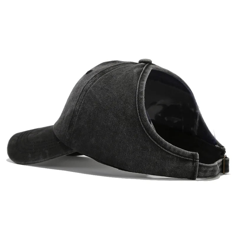 1pc Retro Washed Backless Baseball Cap For Women Summer Outdoor Sports Ponytails Stylish And Versatile Sun Hat For Daily Wear