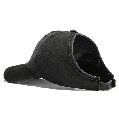 1pc Retro Washed Backless Baseball Cap For Women Summer Outdoor Sports Ponytails Stylish And Versatile Sun Hat For Daily Wear
