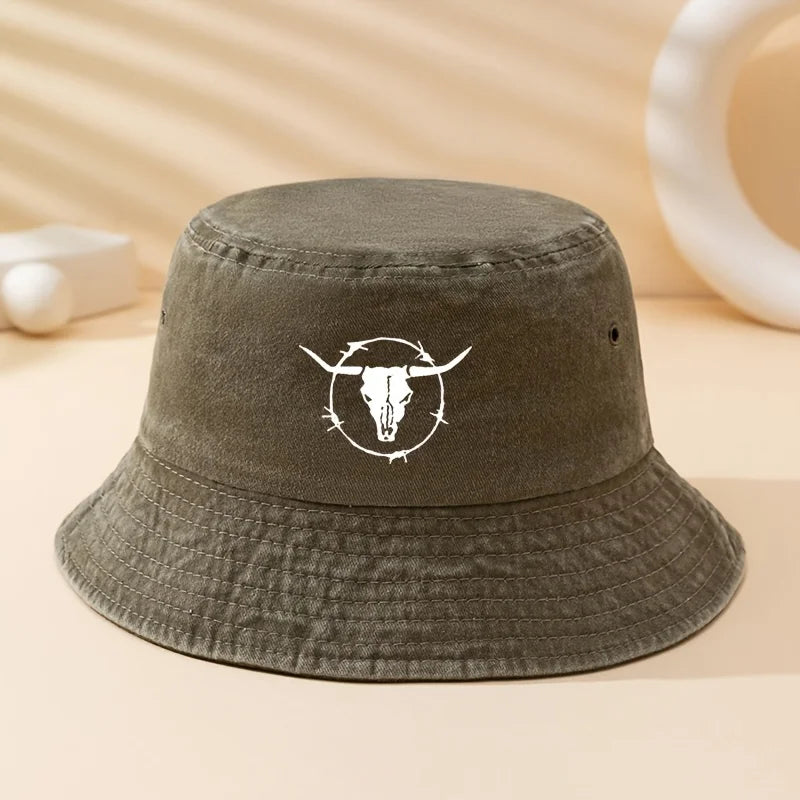 Bull Skull Print Outdoor Bucket Hat