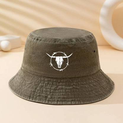 Bull Skull Print Outdoor Bucket Hat