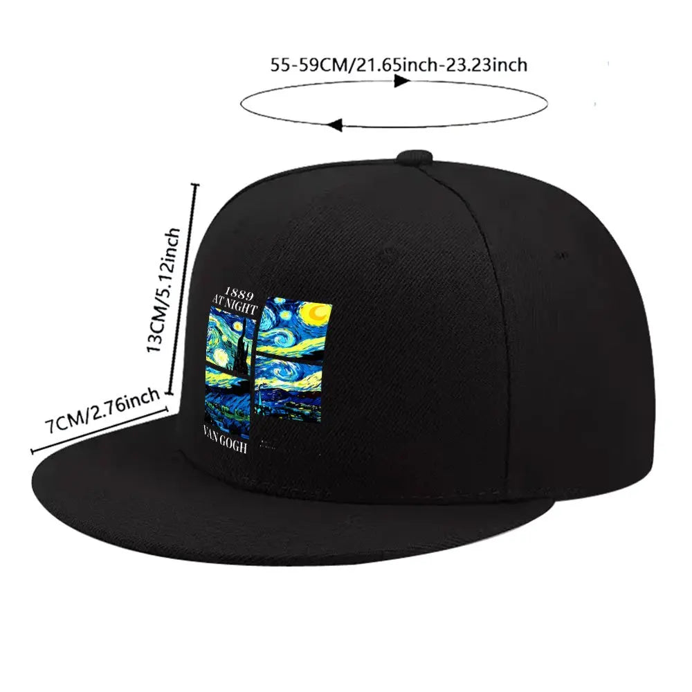 Van Gogh Starry Night Print Snapback Cap