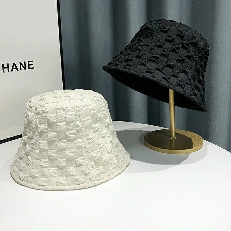 Lace Women Bucket Hat Solid Color Summer