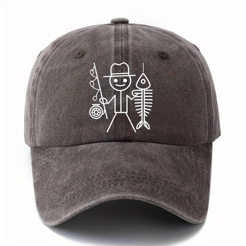 Cartoon Fishing Print Baseball Cap