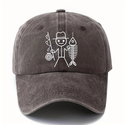 Cartoon Fishing Print Baseball Cap