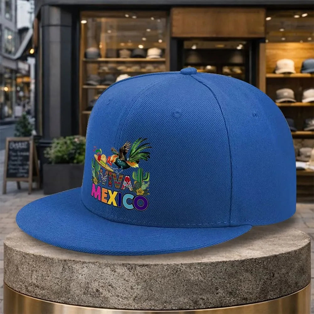 Viva Mexico Rooster Print Adjustable Snapback Cap