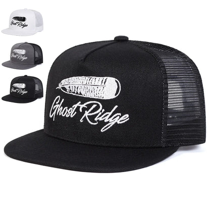 Ghost Ridge Letter Embroidered Mesh Snapback Cap