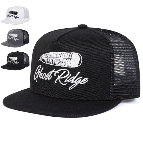 Ghost Ridge Letter Embroidered Mesh Snapback Cap