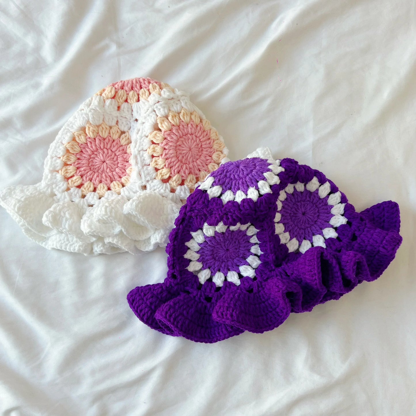 Ruffled Sunflower Crochet Bucket Hat