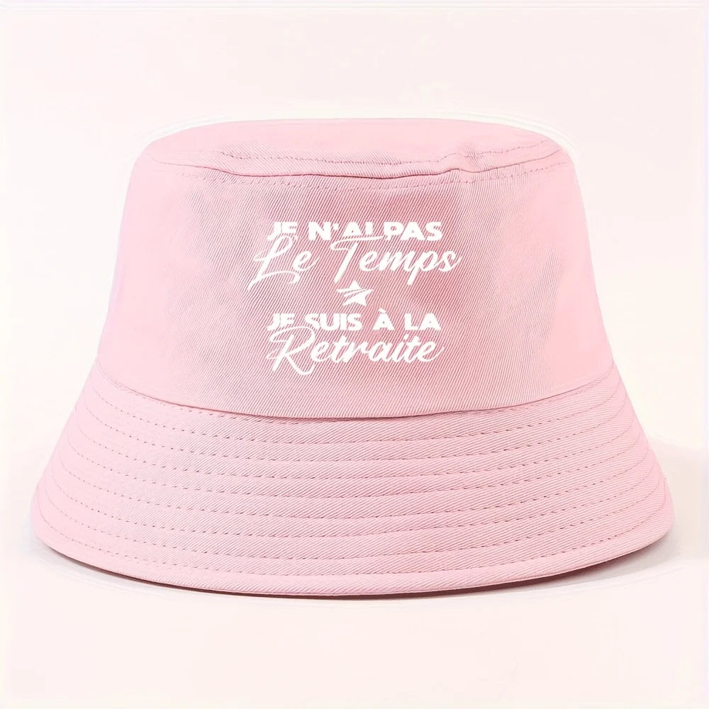 Star Text Wide-Brim Bucket Hat