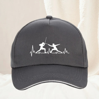 Fencing Heartbeat Sports Baseball Cap