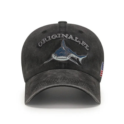 Popular Cartoon Washed Embroidered Shark Baseball Cap