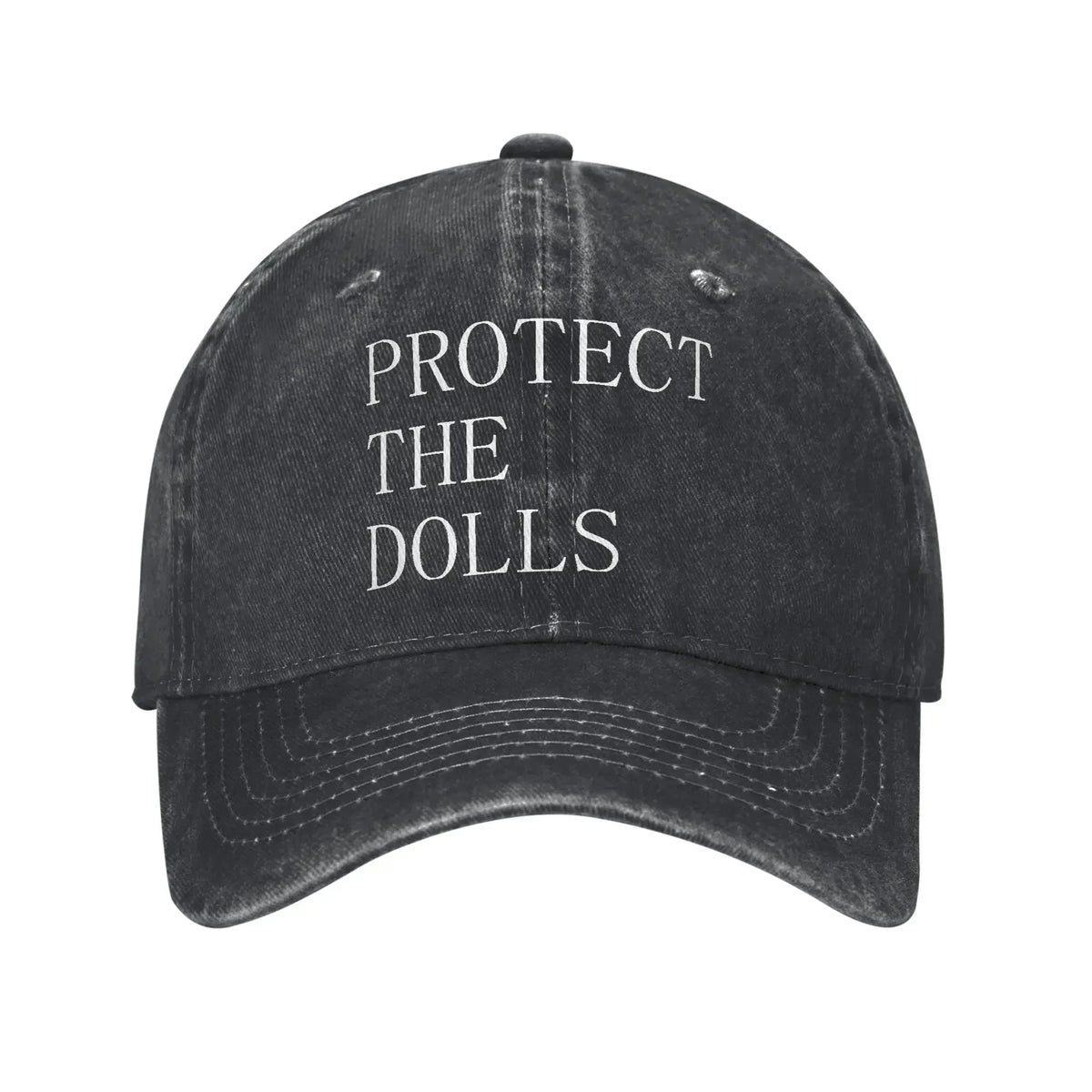 Protect The Dolls Distressed Denim Baseball Cap