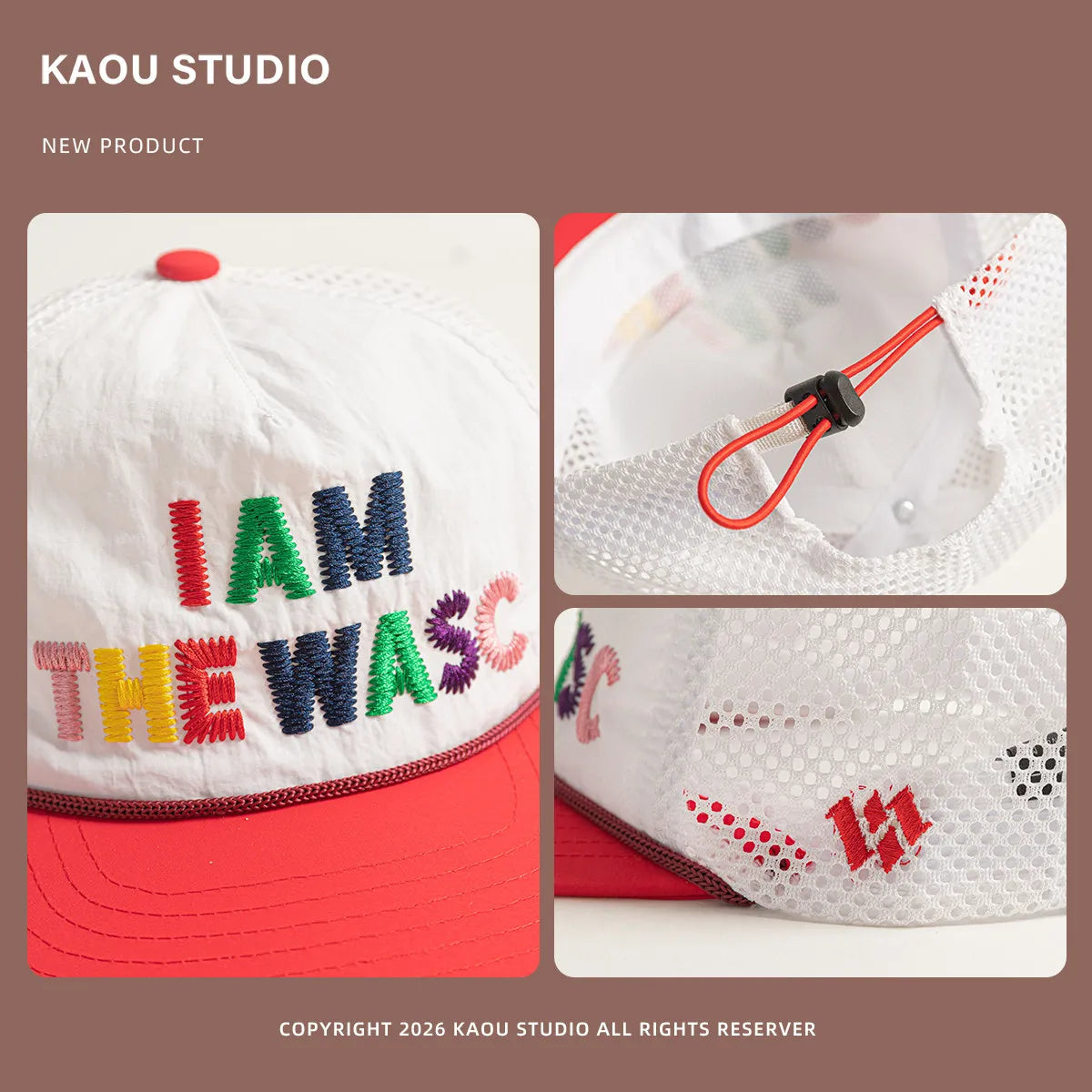 Unisex Letter Embroidered Flat Brim Mesh Snapback Cap