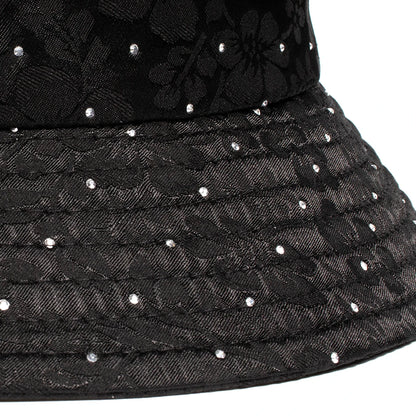 Solid Black Elegant Women Hat Rhinestone Casual