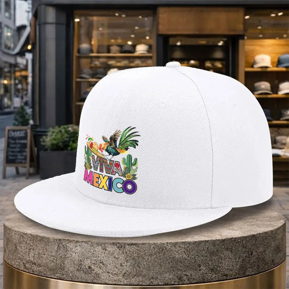 Viva Mexico Rooster Print Adjustable Snapback Cap