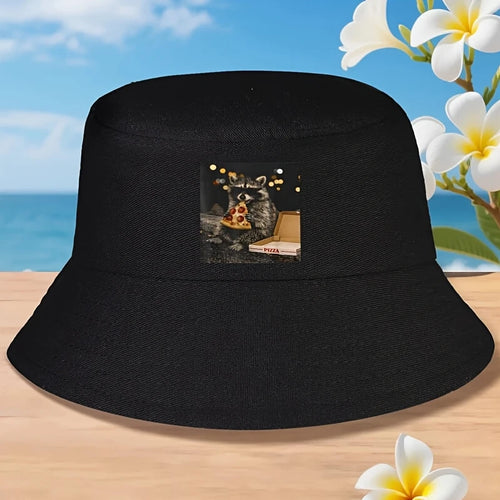 Raccoon Eating Pizza Meme Bucket Hat