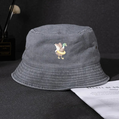 Vintage Graffiti Duck Print Bucket Hat