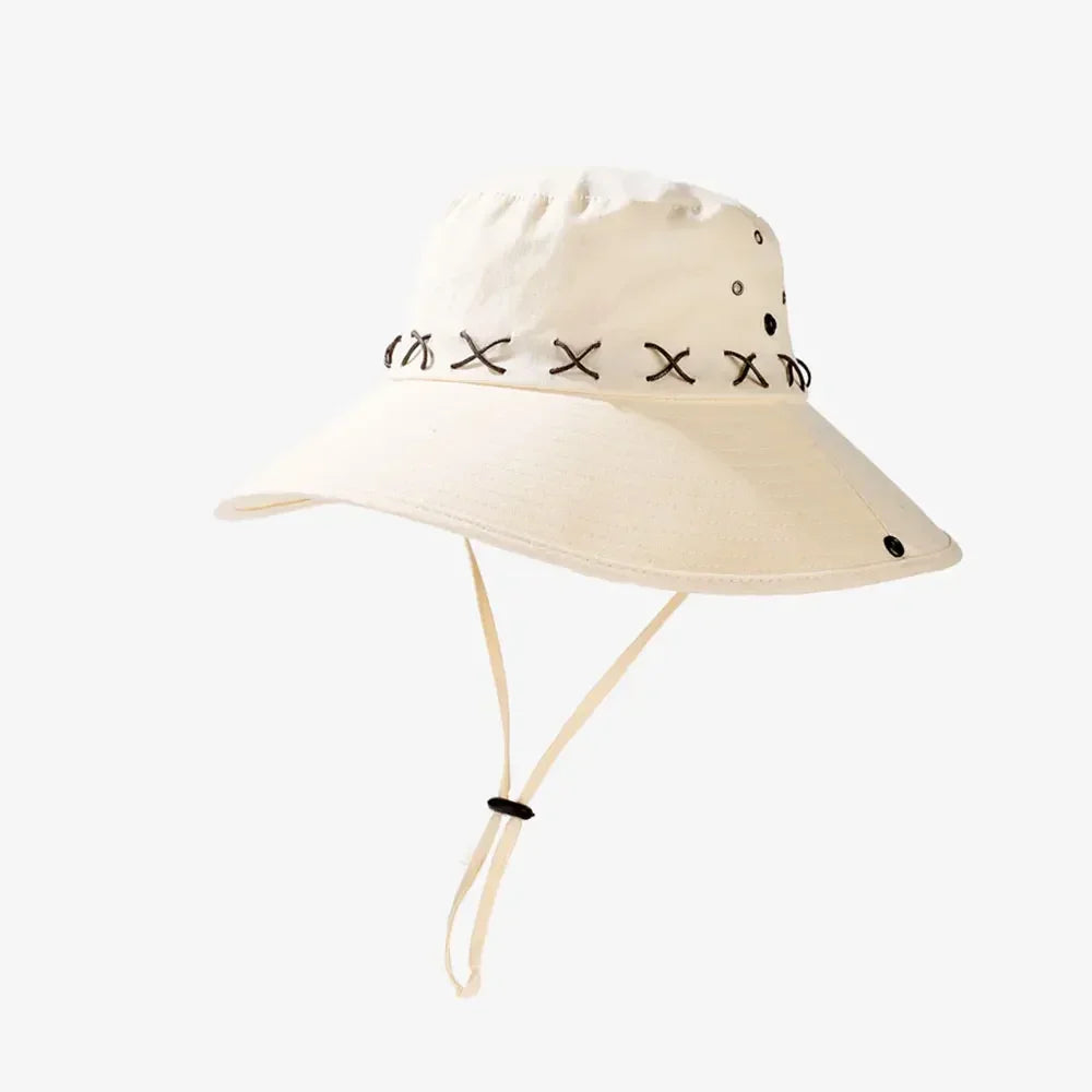 Wide Brim UV Protection Bucket Hat With Windproof Strap